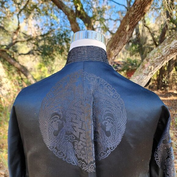 Rare VTG Reversible RED/BLACK Asian Oriental SILK? Kimono JACKET Chest 43' - Picture 6 of 15